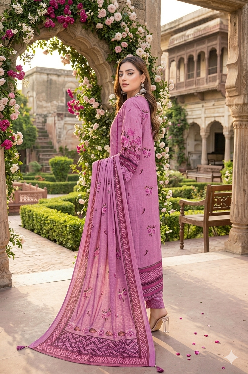 3Pc Supima Lawn Suit Vol-0011