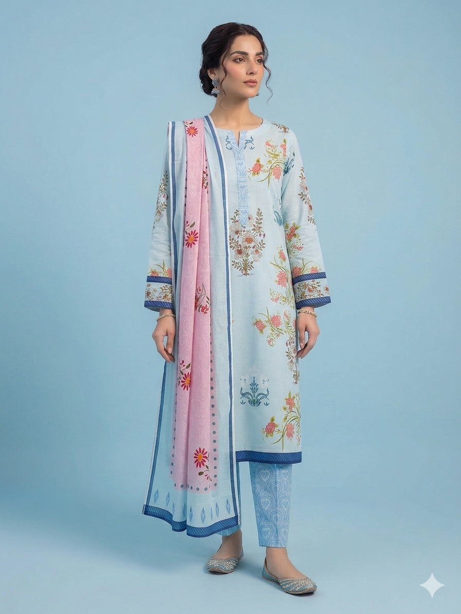 2 Piece Premium Kameez & Dupatta Summer Lawn Vol-3228