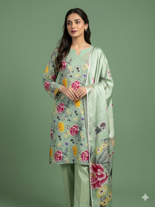 90x88 Premium Lawn with Silk Dupatta 0020