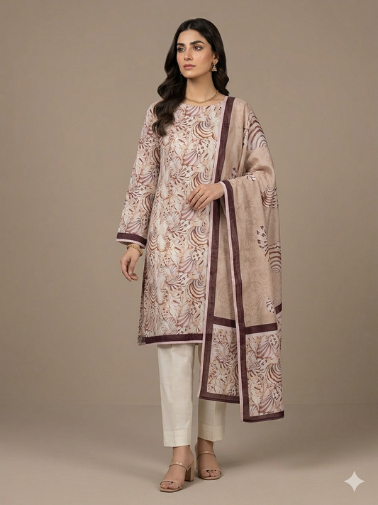 90x88 Premium Lawn with Silk Dupatta 0020