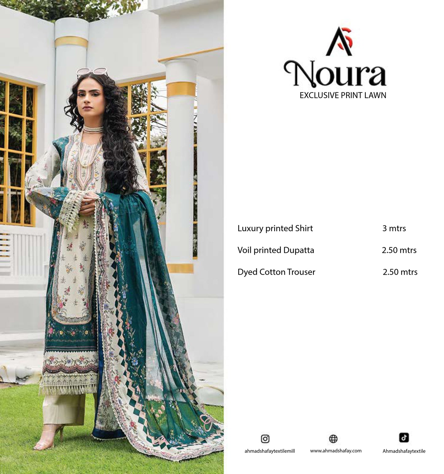 Noura 2Pc Printed Lawn Unstitched Suit 1054