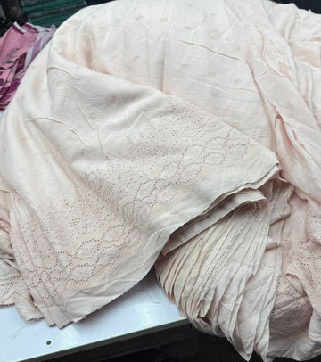 Embroidered Schiffli Chikankari Trouser -Misty Rose-