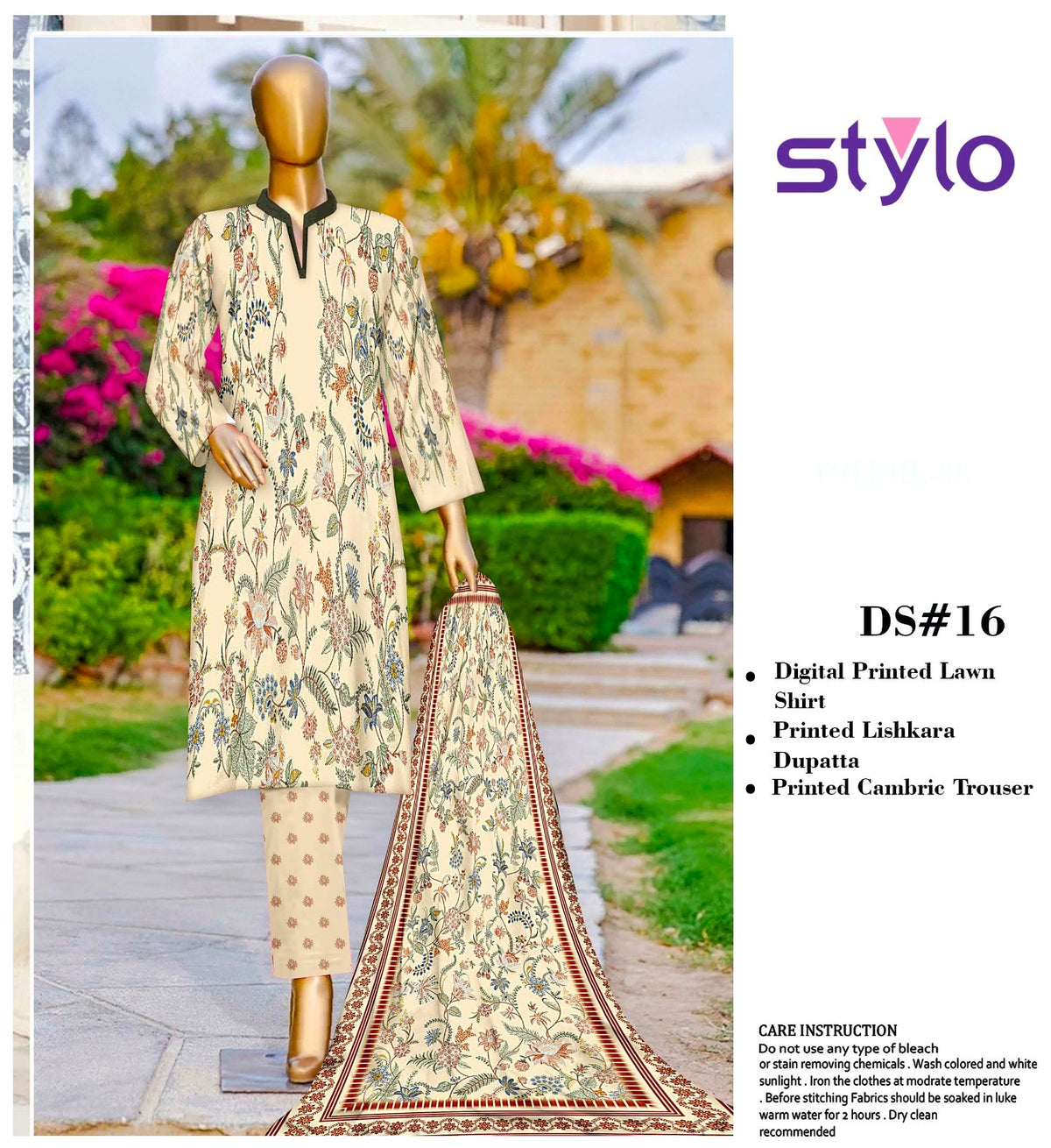 3Pc Stylo Lawn Printed Vol-0011