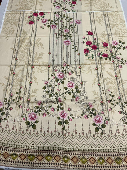 3Pc Linen Unstitched Suit - 0081