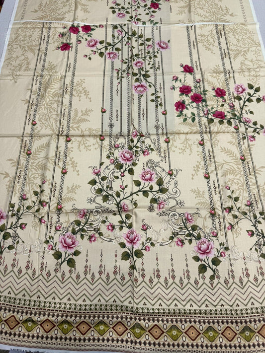 3Pc Linen Unstitched Suit - 0081