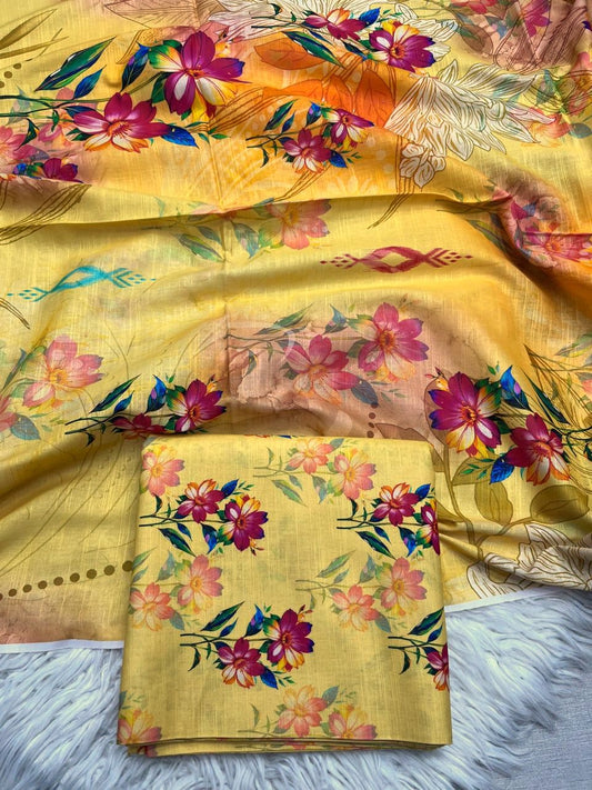 3Pc Slub Khaddar Unstitched Suit - 405