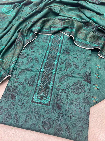 3Pc Sapphire Dhanak Unstitched Suit 0157