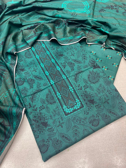 3Pc Sapphire Dhanak Unstitched Suit 0157
