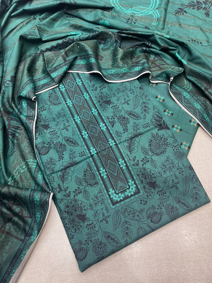 3Pc Sapphire Dhanak Unstitched Suit 0157