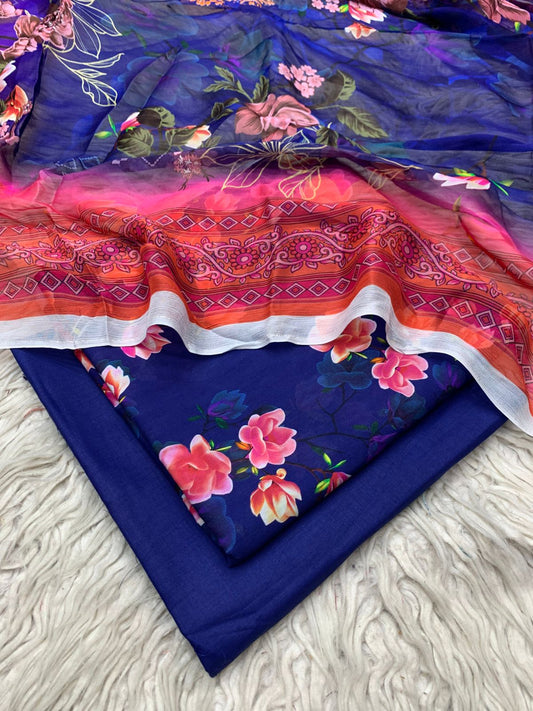 3pc Lawn Gul E Zahara by Bin Noor Unstich Suit Vol-42