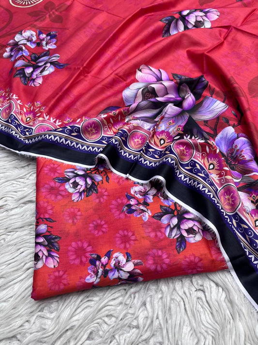 3Pc Lawn Allover Digital Printed Unstitched Suit Vol-0145