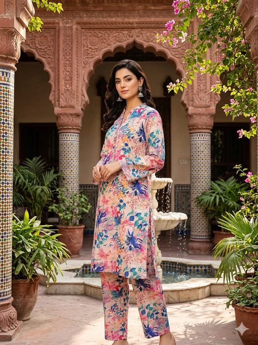 2Pc Bana Dora Print Lawn Suit 495