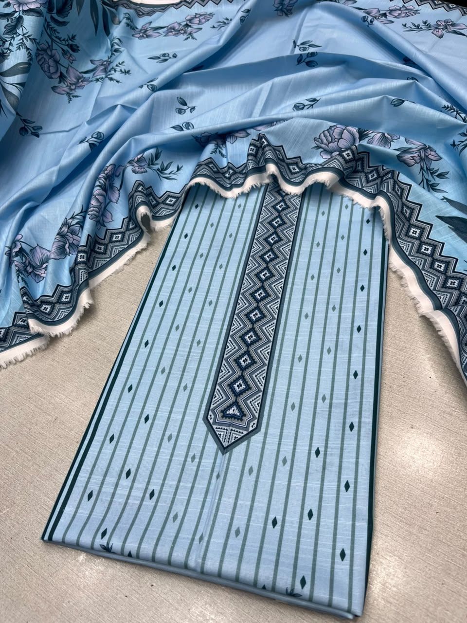 2Pc Slub Khaddar Kameez & Dupatta Suit 6237