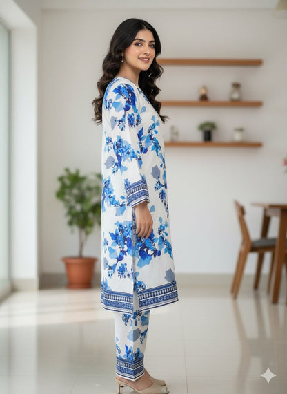 2 PC Cotton Allover Unstitched Suit Vol-1939