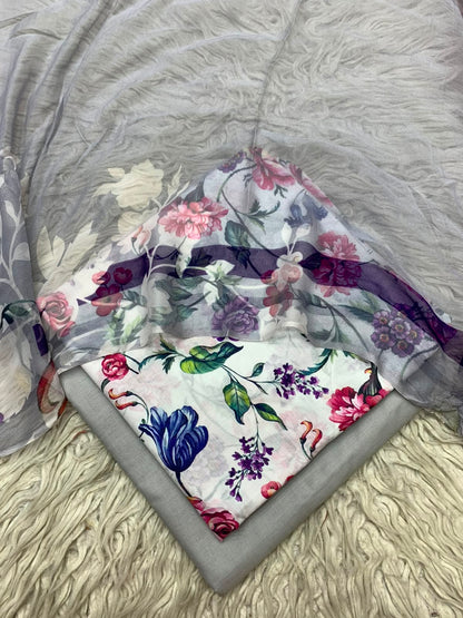 90x88 3Pc Premium Lawn Suit Vol-0020