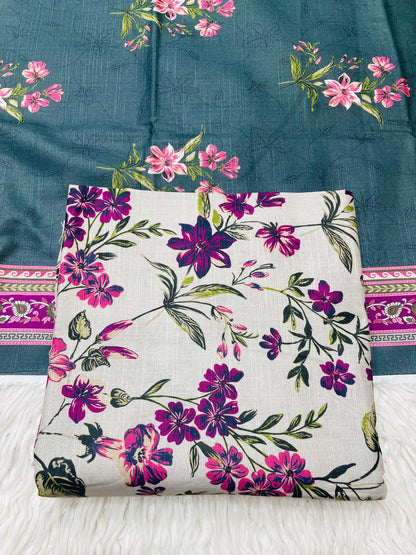 3Pc Slub Khaddar Allover Suit - 0102