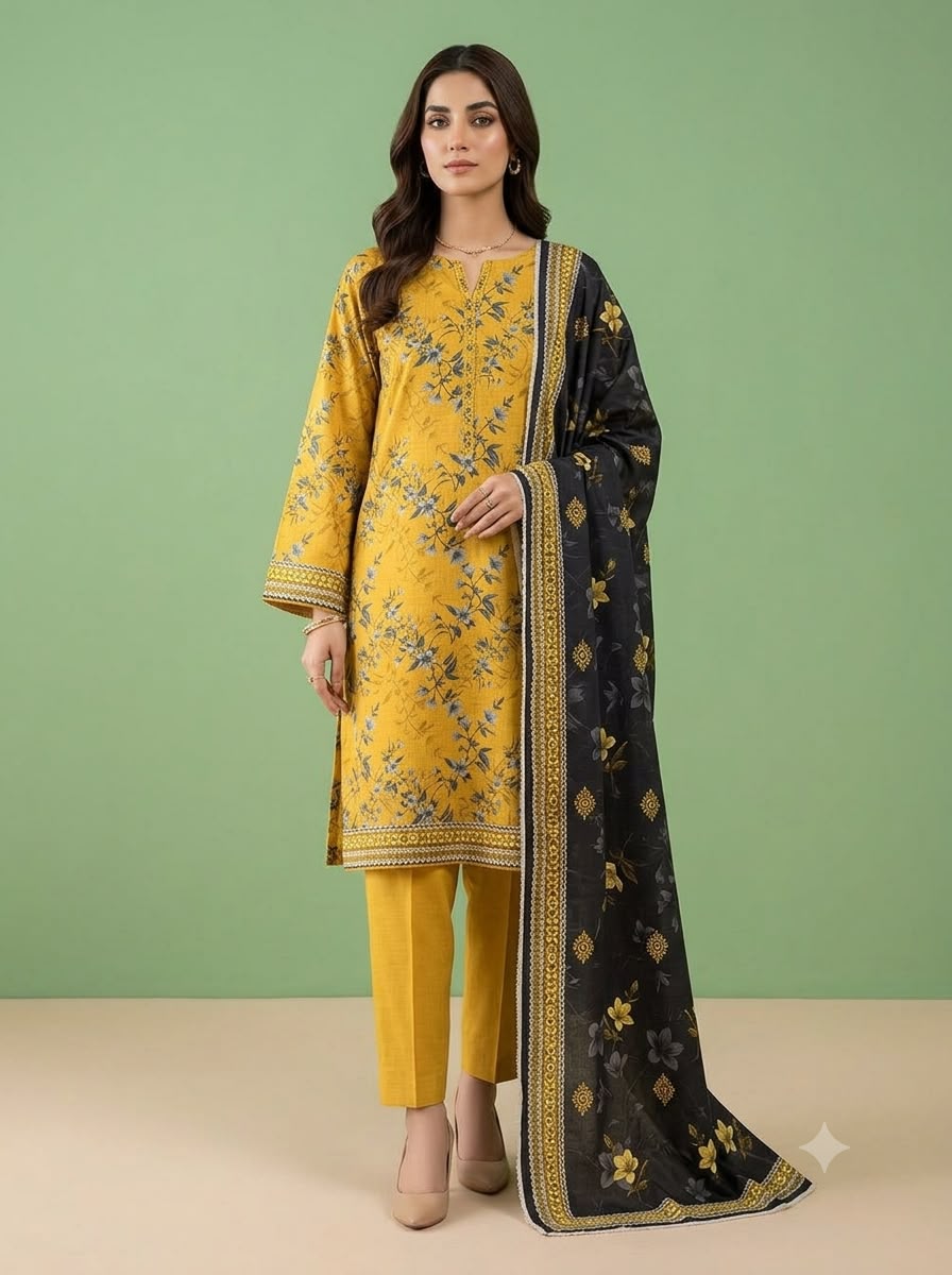 3Pc Slub Khaddar Unstitched Suit 24