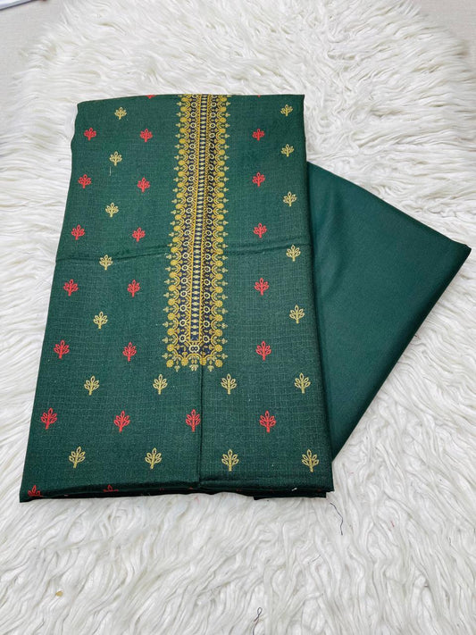 2PC Dhanak Jacquard Kameez & Trouser Unstitched Suit  Vol-0089