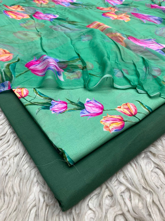 90x88 3Pc Premium Lawn Suit Vol-0020