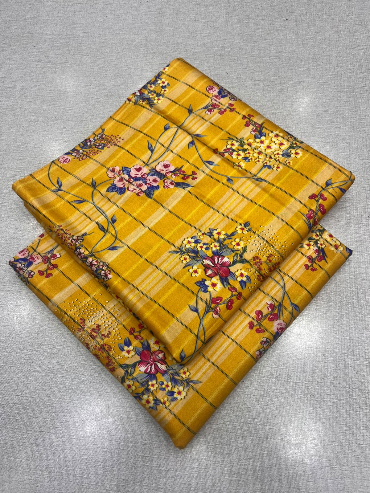 2Pc Zari Linen Same Printed Unstitched Suit 296