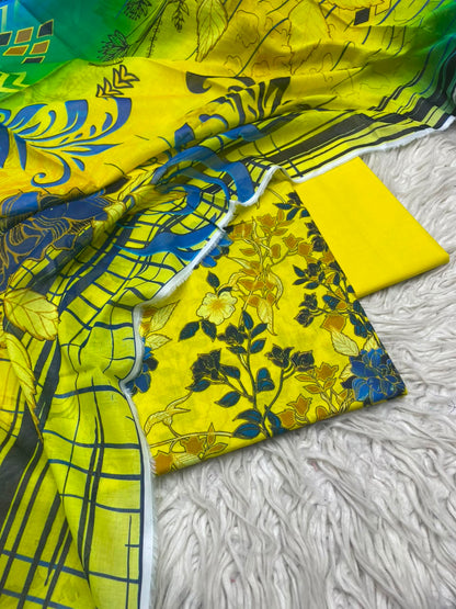 3Pc Lawn Digital Printed Unstitched Suit 15