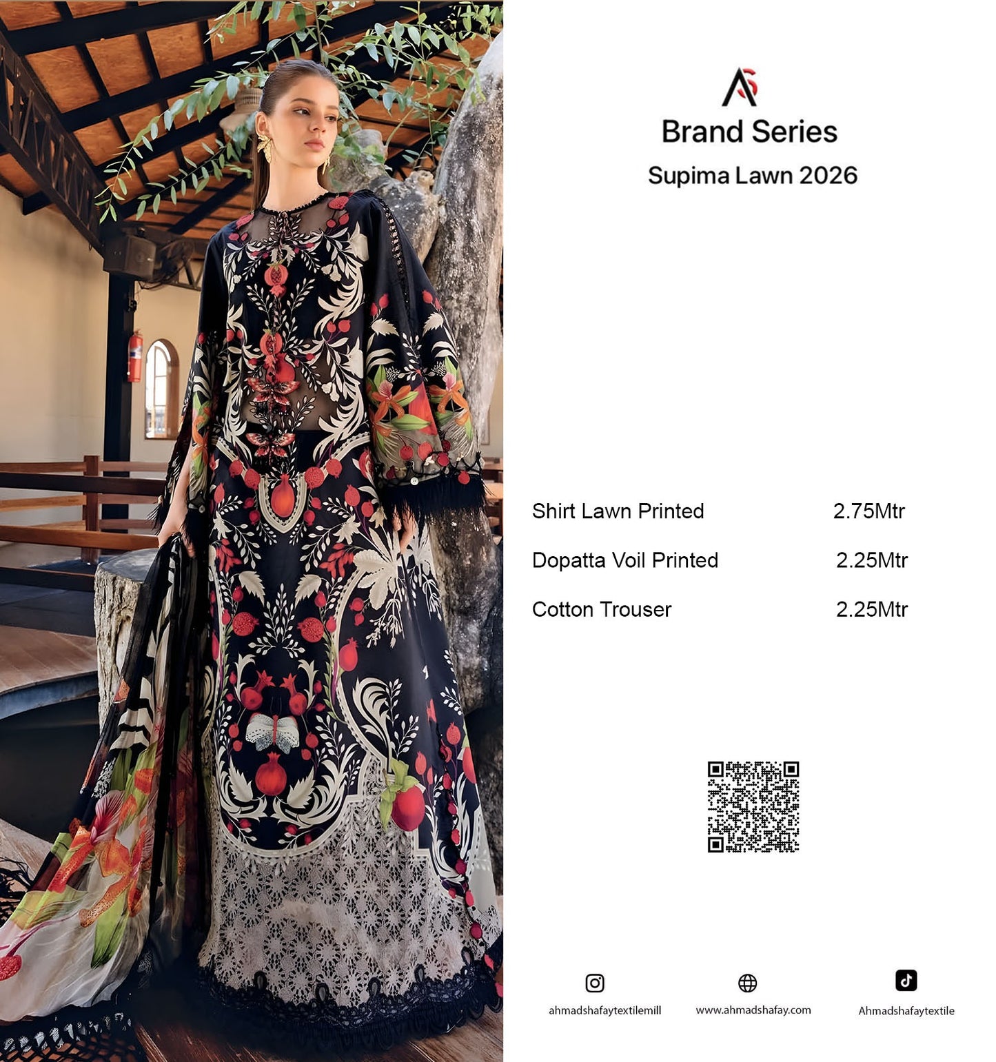 2Pc Supima Lawn Kameez & Duppata Printed Suit  Vol-02