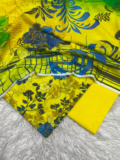 3Pc Lawn Digital Printed Unstitched Suit 15