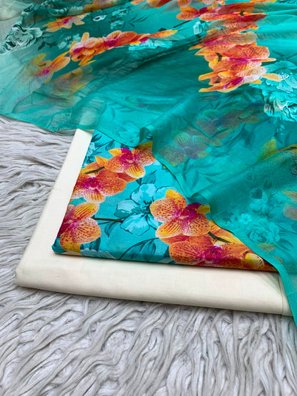 90x88 3Pc Premium Lawn Suit Vol-0020