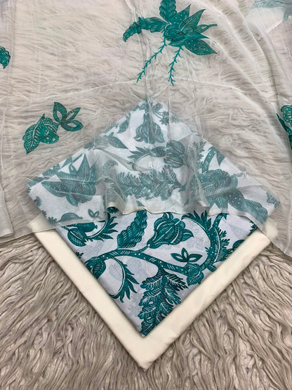 90x88 3Pc Premium Lawn Suit Vol-0020