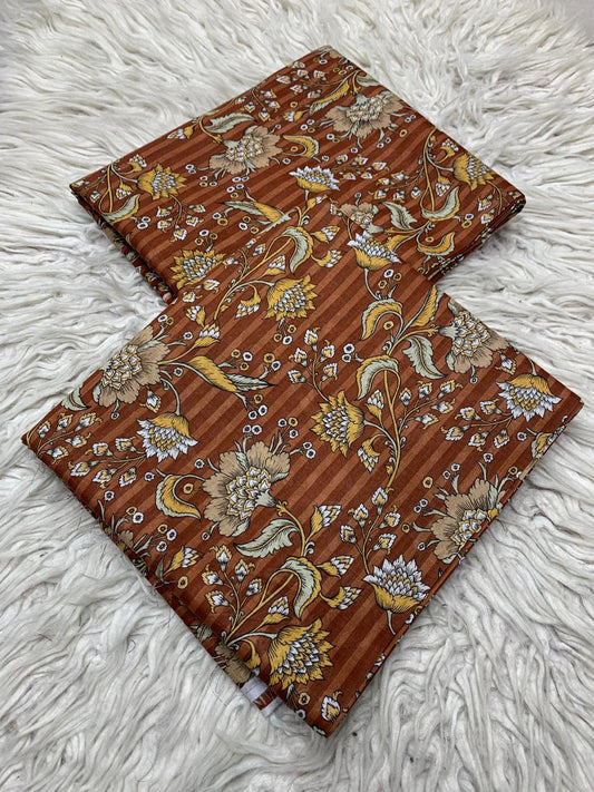 2Pc Supima Cross Slub Lawn Unstitched Suit  Vol-36