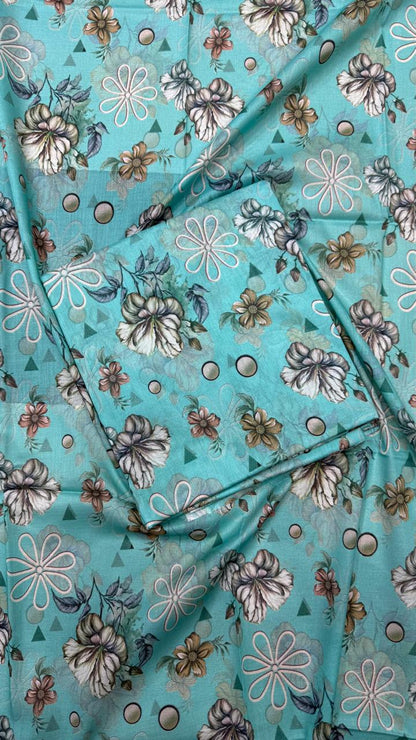 2Pc Lawn Allover Unstitched Suit #35632