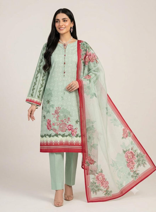 3Pc Lawn Digital Printed Unstitched Suit 374