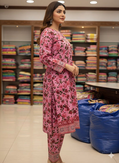 2 PC Cotton Allover Unstitched Suit Vol-1939