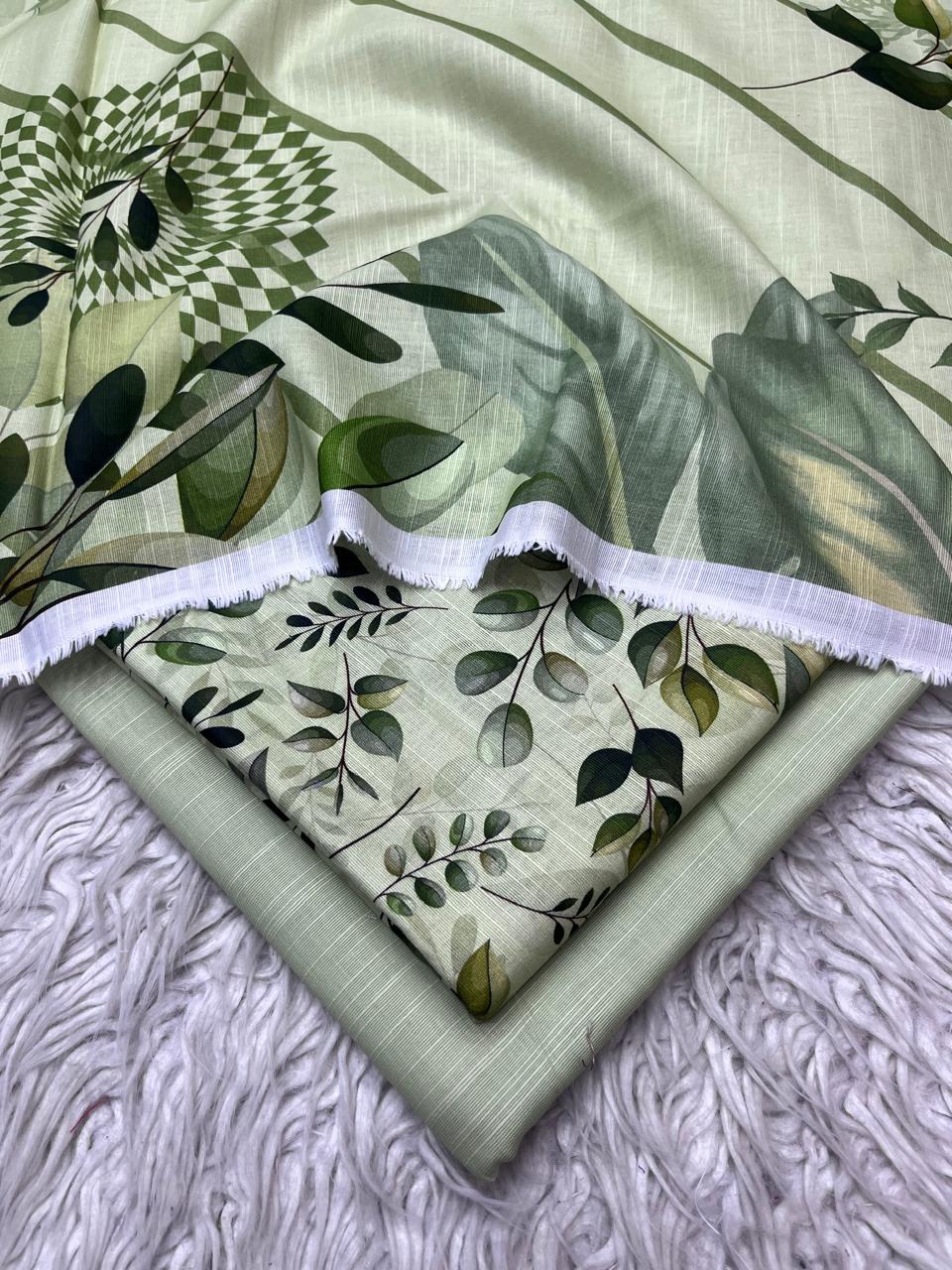 3Pc Slub Khaddar Unstitched Suit Vol-0137