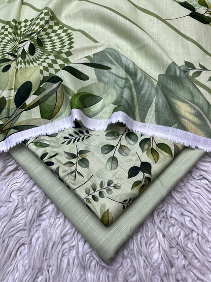 3Pc Slub Khaddar Unstitched Suit Vol-0137