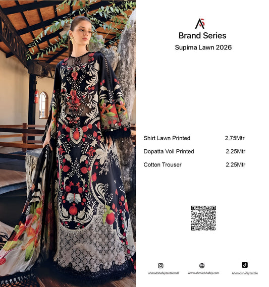 Supima Lawn 3Pc Unstitched Suit Vol-02