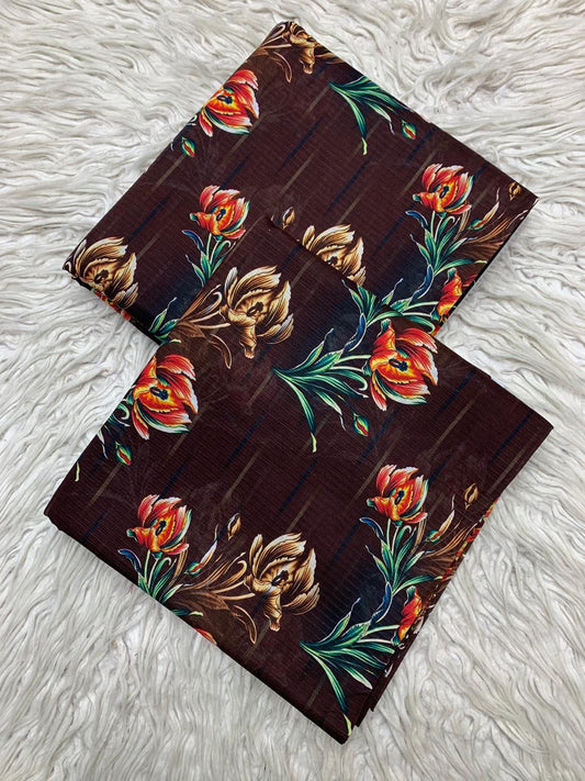 2Pc Sapphire Lawn Bana Dora Unstitched Suit Vol-479