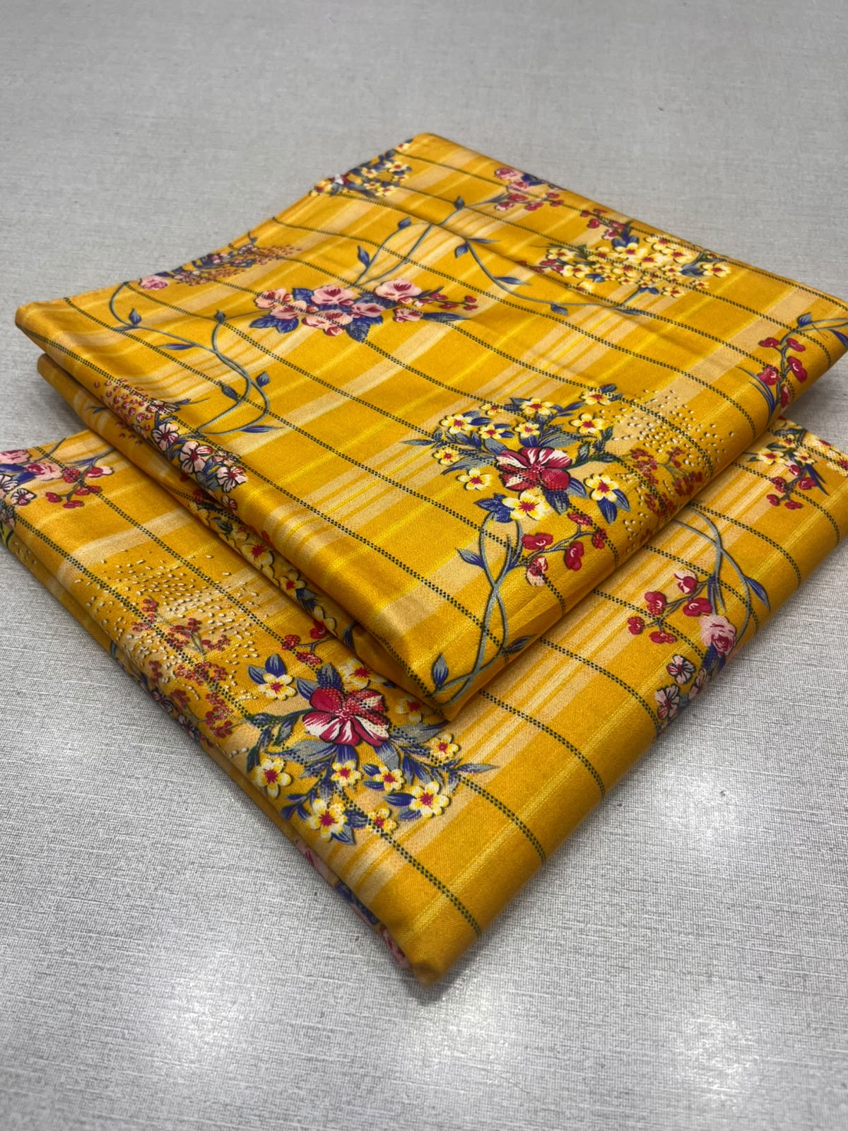 2Pc Zari Linen Same Printed Unstitched Suit 296