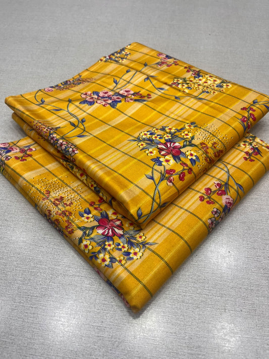 2Pc Zari Linen Same Printed Unstitched Suit 296