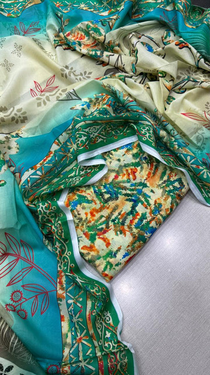 3Pc Lawn Bana Dora Unstitched Suit #37137