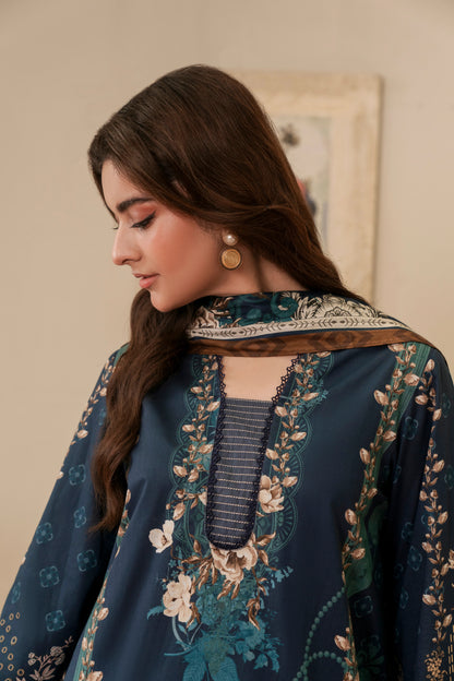 3Pc Firdous Cambric Printed Suit - D752