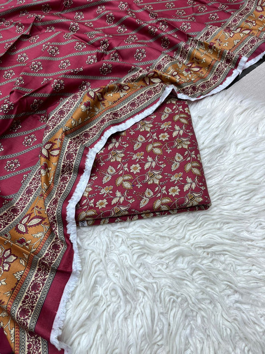 3Pc Slub Khaddar Allover Suit - 0076