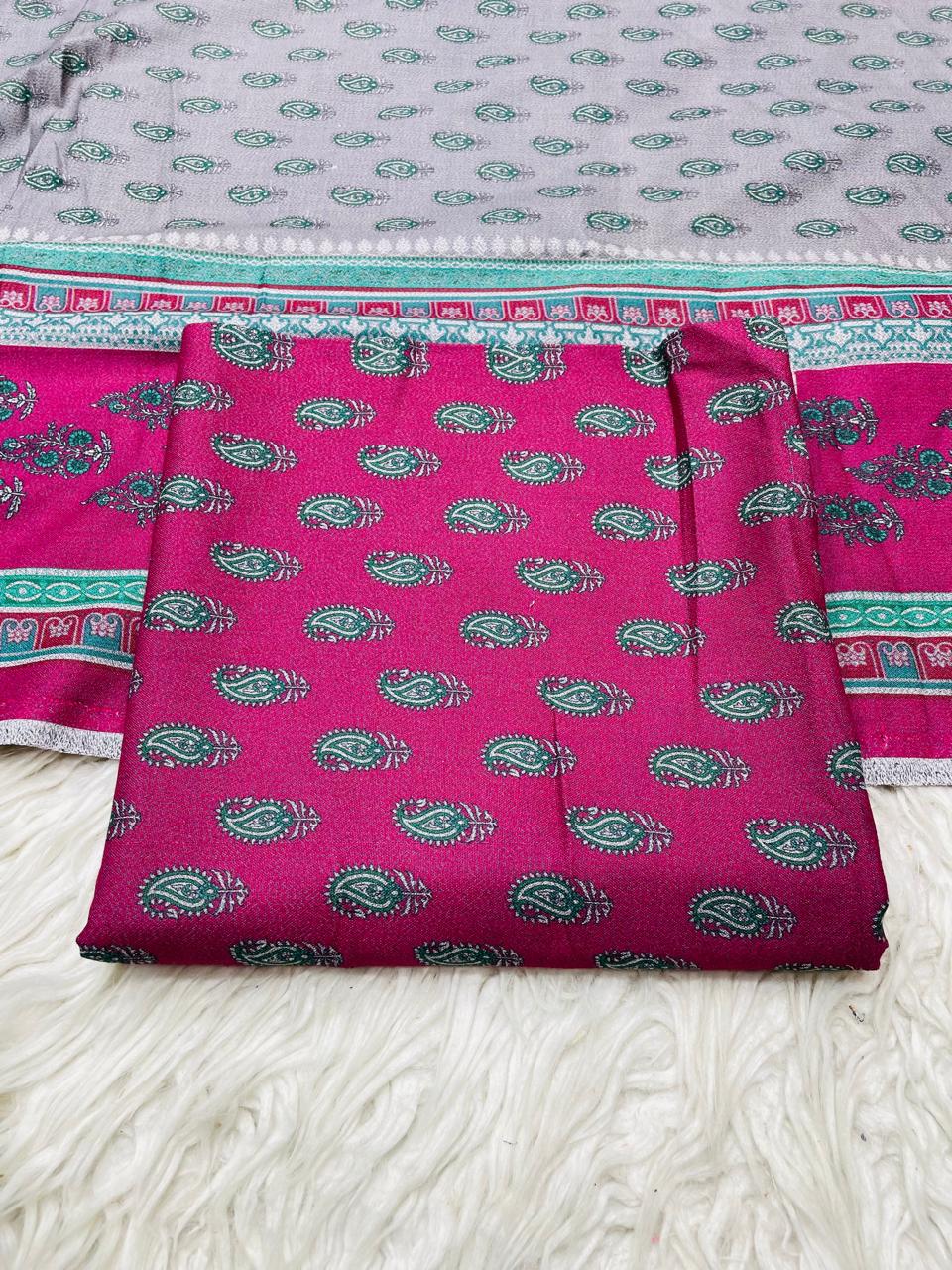2 PC Dhanak Printed Kameez & Dupatta Unstitched Suit D#34756