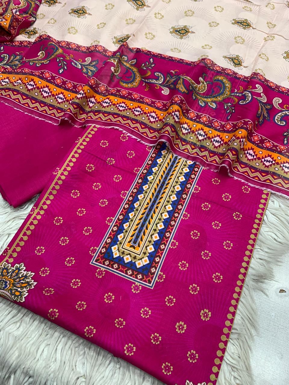 3Pc Sapphire Lawn Digital Printed Unstitched Suit 0200