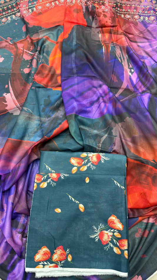 3 Piece Supima Lawn - Sapphire