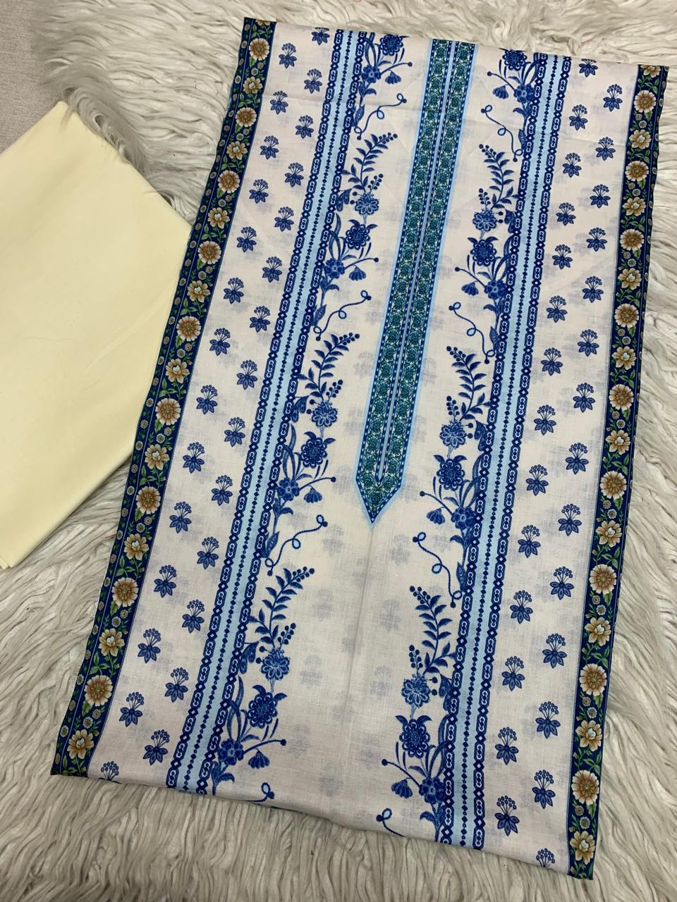 90x88 2Pc Lawn Kameez & Dyed Trouser Suit Vol-001