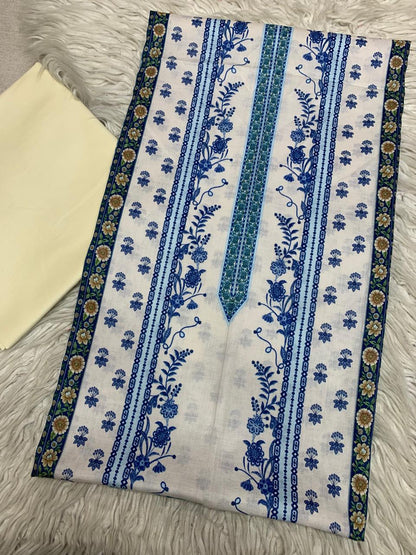 90x88 2Pc Lawn Kameez & Dyed Trouser Suit Vol-001