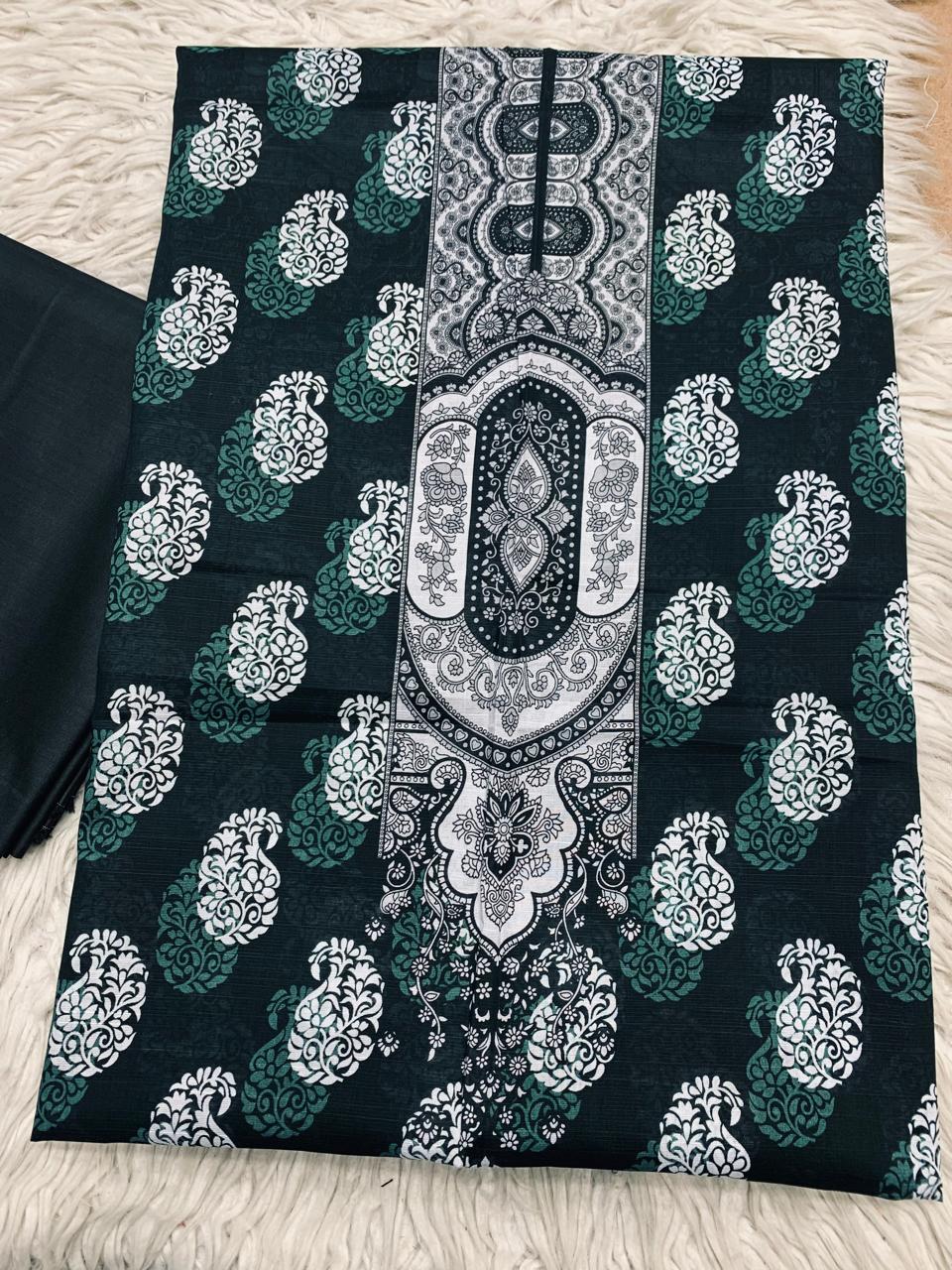 2Pc Bin Noor Fab Slub Doria Lawn Kameez & Dyed Trouser Suit Vol-48