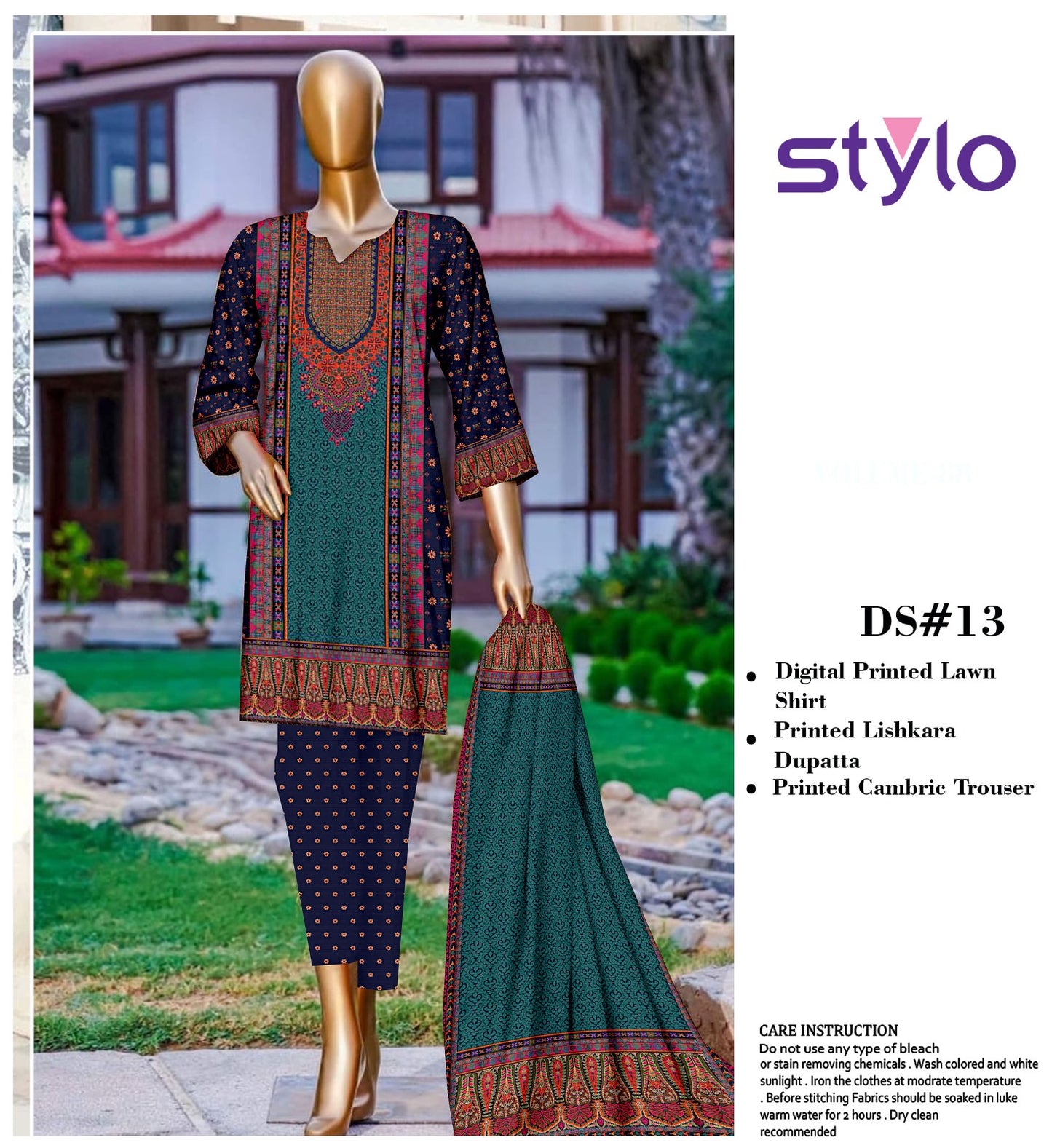 3Pc Stylo Lawn Printed Vol-0011