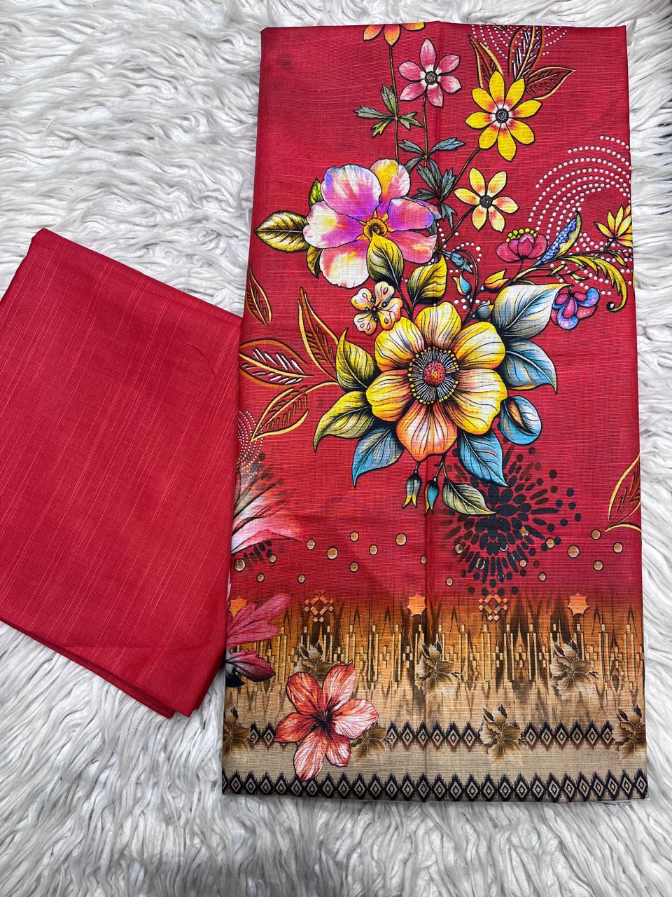 2Pc Kameez & Trouser Slub Khaddar Suit Vol-96